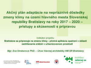 Akčný plán adaptácie na zmenu klímy &#8211; prístup a skúsenosti, Útvar hlavnej architektky Bratislava