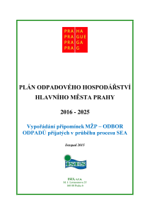 Krajský Plán odpad. hospodářství hl. m. Prahy na období 2016-2025, vypořádání připomínek