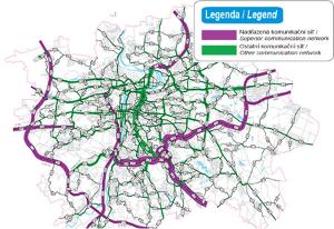 Intenzita automobilové dopravy na vybrané  komunikační síti, 2011