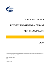 Odborná zpráva Životní prostředí a zdraví pro hl. m. Prahu, 2020
