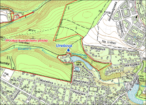 mapa okolí studánek - Urešova studánka, 900 pxl.