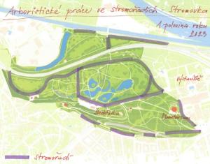 Arboristické práce ve Stromořadích v parku Stromovka &#8211; II. etapa, or.mapka