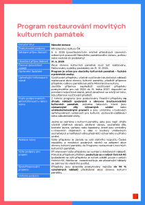 Program restaurování movitých kulturních památek