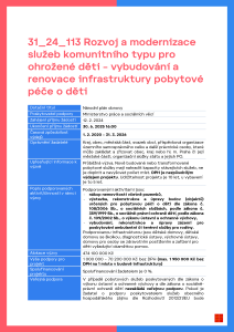 Výzva č. 31_24_113 Rozvoj a modernizace služeb komunitního typu
