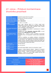 67. výzva Průzkum kontaminace životního prostředí