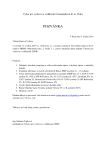 Pozvánka na jednání výboru, které se koná dne 16. 5. 2019