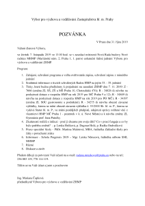 Pozvánka na jednání výboru, které se koná dne 7. 11. 2019