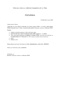 Pozvánka na jednání výboru, které se koná dne 13. 6. 2023