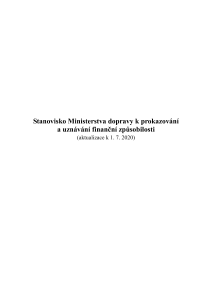 Stanovisko k prokazování  uznávaní finanční způsobilosti