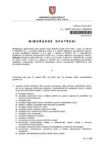 mimořádného opatření ze dne 6. 4. 2021, č. j.: MZDR 14601/2021-1/MIN/KAN