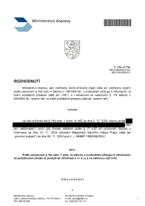 Rozhodnutí Ministerstva dopravy ČR, č. j. MD-21082025-0722