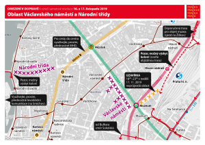 Mapka s vyznačením dopravních omezení a doporučeními