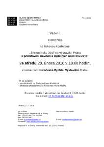 Tisková konference „Shrnutí roku 2017 na Výstavišti Praha a představení novinek a stěžejních akcí roku 2018“