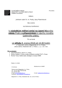 Tisková konference k výsledkům měření emisí na území hlavního města Prahy a připomínkám k návrhu nového územního plánu