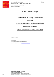 Udílení Ceny Arnošta Lustiga za rok 2018