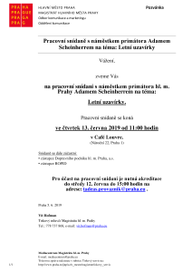 Pracovní snídaně s náměstkem primátora Adamem Scheinherrem na téma: Letní uzavírky