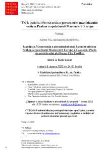 TK k podpisu Memoranda o porozumění mezi hlavním městem Prahou a společností Mastercard Europe