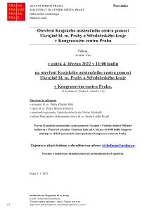 Otevření Krajského asistenčního centra pomoci  Ukrajině hl. m. Prahy a Středočeského kraje