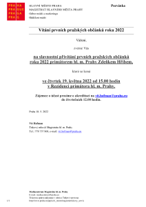 Vítání prvních pražských občánků roku 2022
