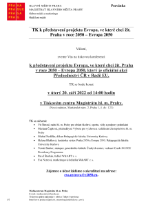 TK k představení projektu Evropa, ve které chci žít.  Praha v roce 2050 &#8211; Evropa 2050