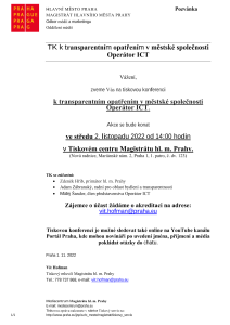 TK k transparentním opatřením v městské společnosti  Operátor ICT