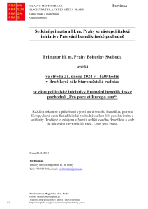 Setkání primátora hl. m. Prahy se zástupci italské iniciativy Putování benediktinské pochodně