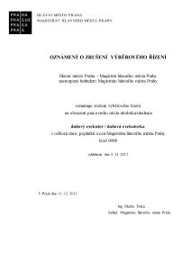 daňový exekutor / daňová exekutorka v odboru daní, poplatků a cen - zrušení výběrového řízení