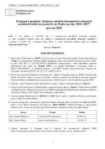 Program k projektu Podpora zajištění dostupnosti sociálních služeb pro rok 2025