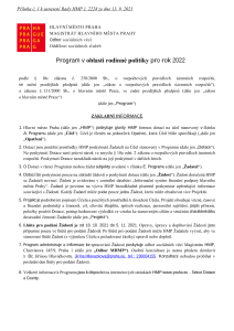 Program v oblasti rodinné politiky pro rok 2022