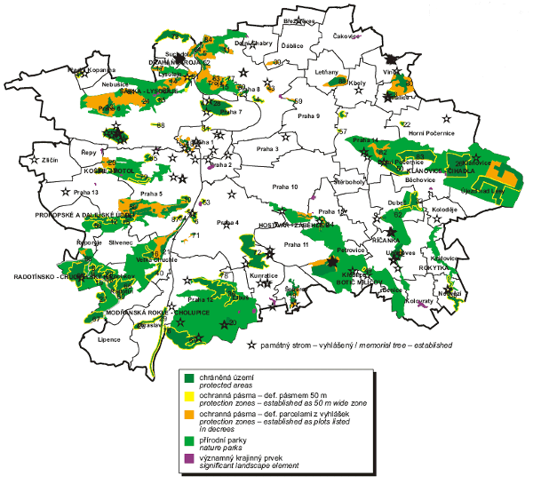 Obr. Chráněná území, jejich ochranná pásma a přírodní parky, 2006