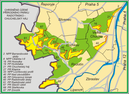 Přírodní park Radotínsko-Chuchelský háj - orientační mapa