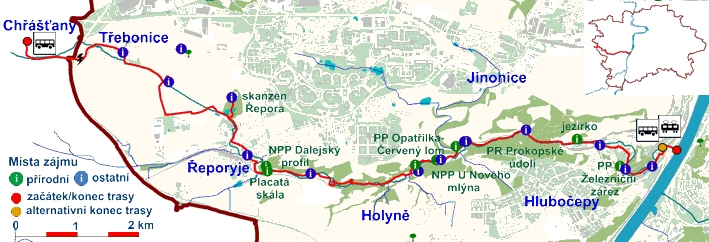trasa č.7 - podél Dalejského potoka, orientační mapa (709pxl)