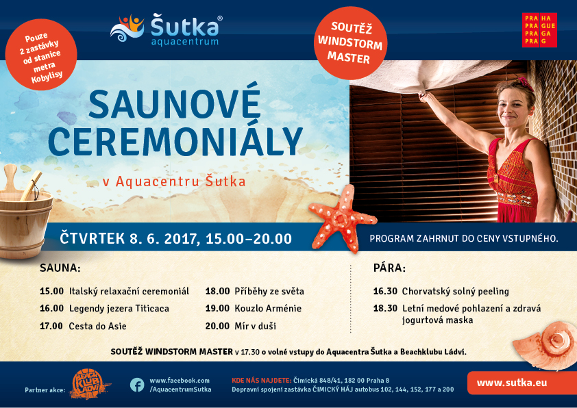 Letní Saunové ceremoniály v Aquacentru Šutka